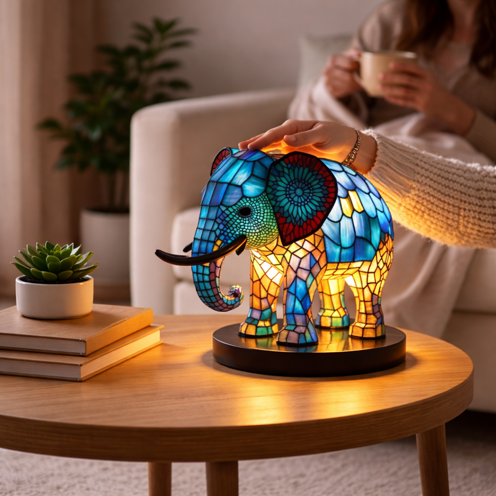 Lámpara de Mesa LED de Animales en Vidrio de Colores 17 cm