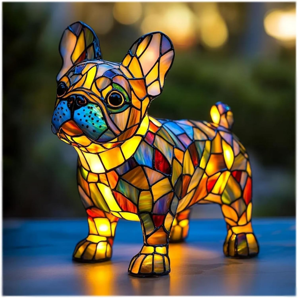 Lámpara de Mesa LED Perro de Cristal de Colores Luz de Noche