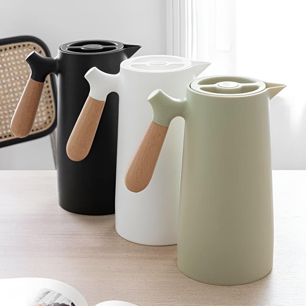 Jarra Térmica con Asa de Madera para Café, Té y Agua