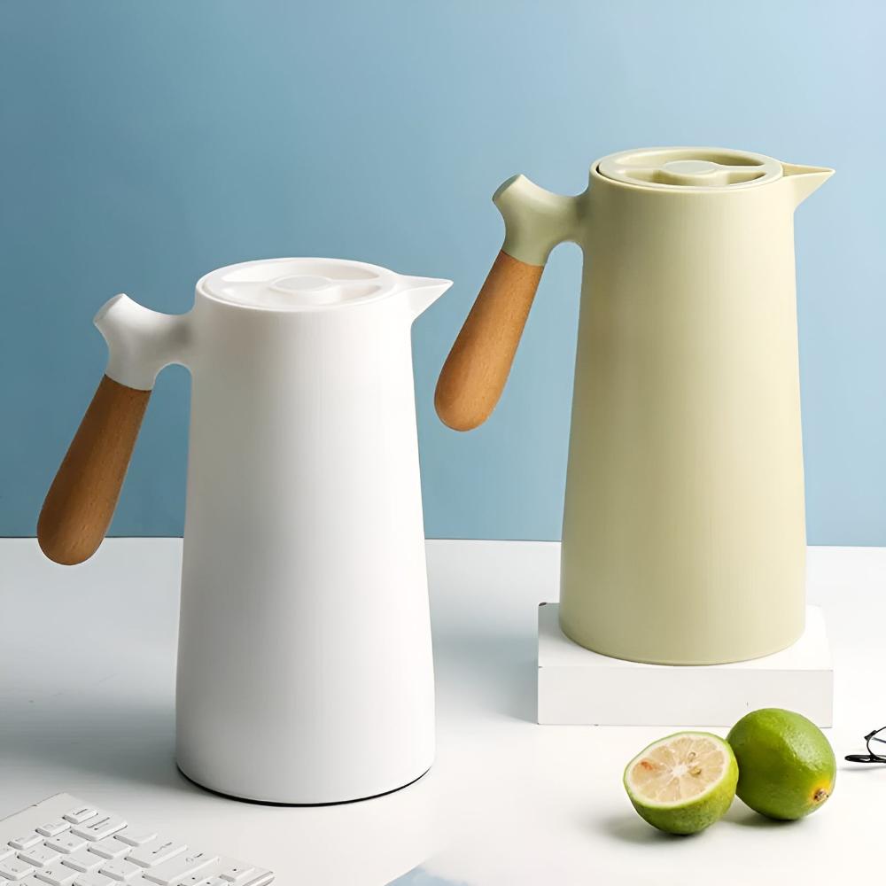 Jarra Térmica con Asa de Madera para Café, Té y Agua