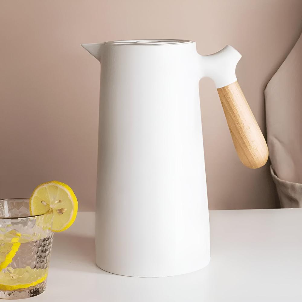 Jarra Térmica con Asa de Madera para Café, Té y Agua