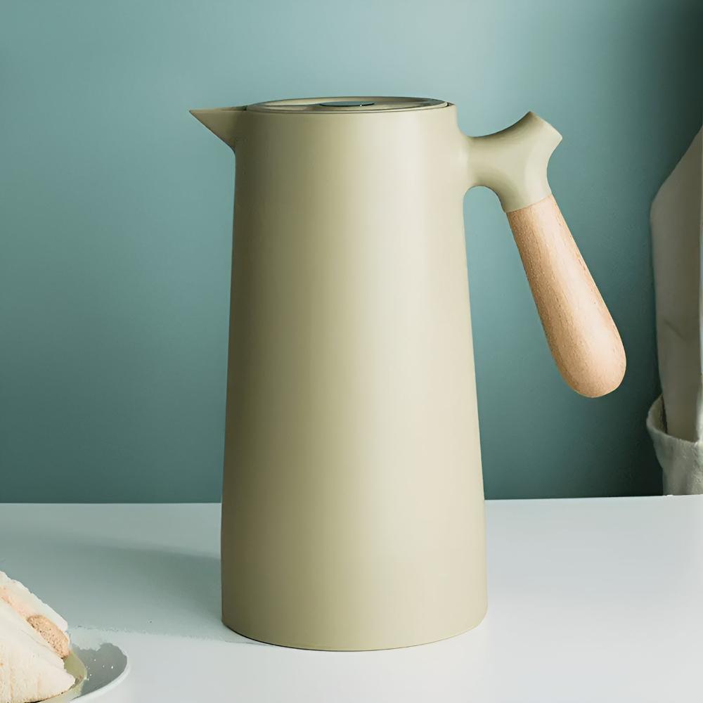 Jarra Térmica con Asa de Madera para Café, Té y Agua