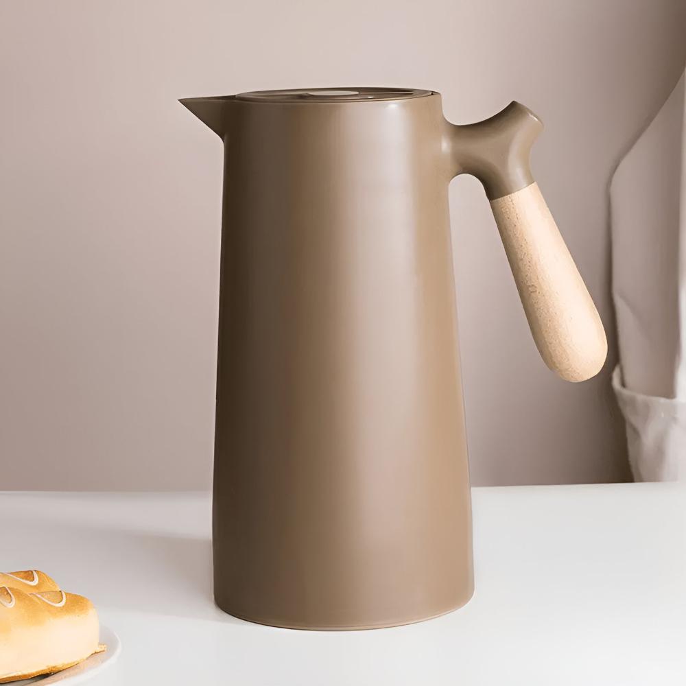 Jarra Térmica con Asa de Madera para Café, Té y Agua