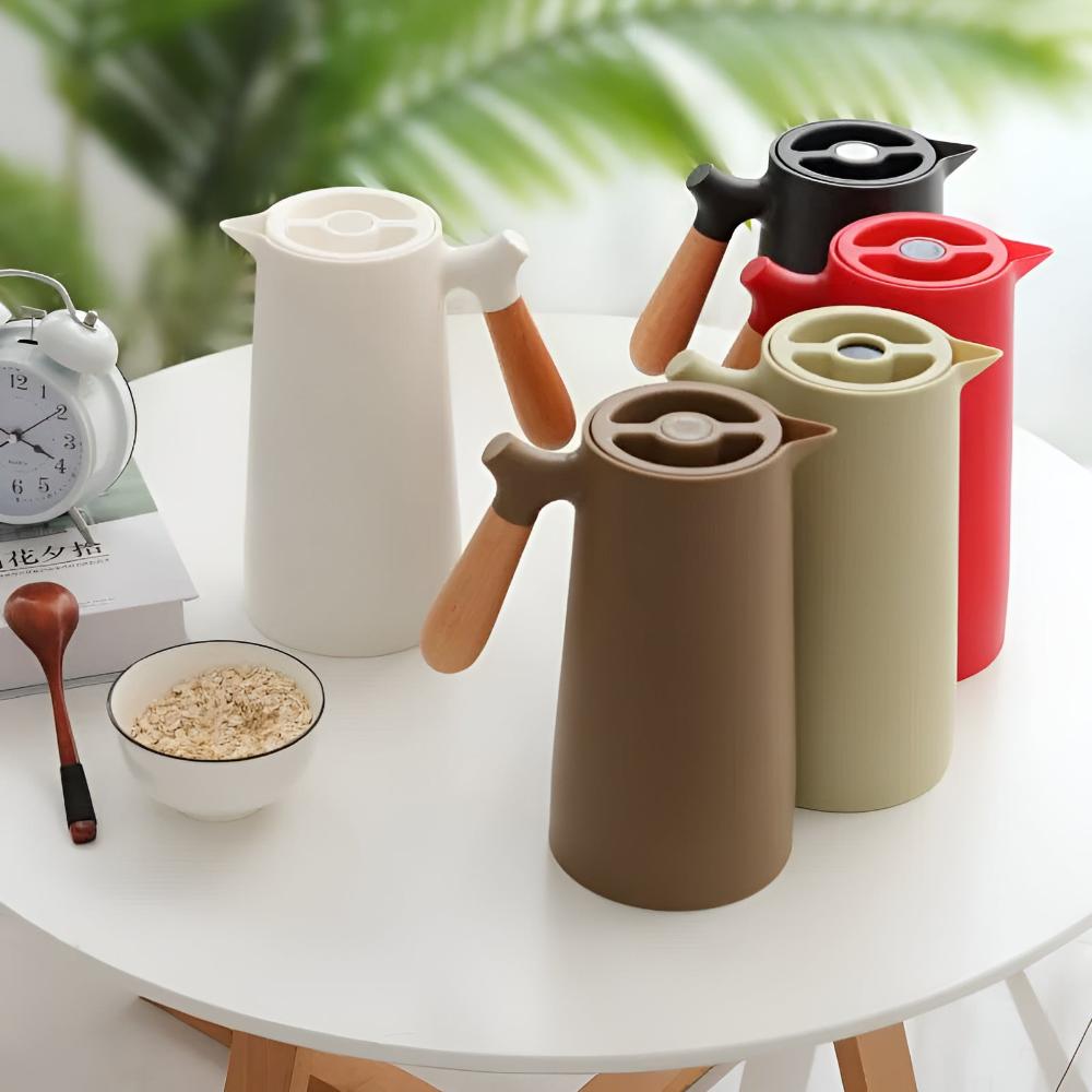 Jarra Térmica con Asa de Madera para Café, Té y Agua