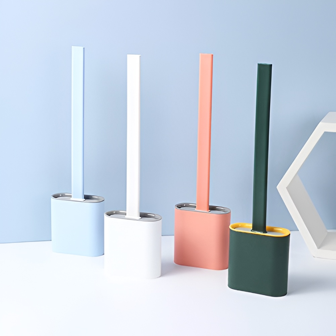 Escobillero Compacto con Soporte para Baño, 4 Colores