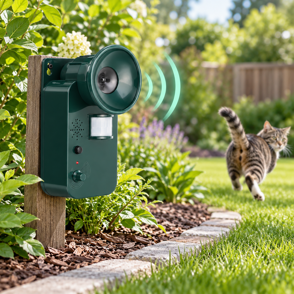 Ahuyentador Ultrasónico de Animales con Sensor, Exterior