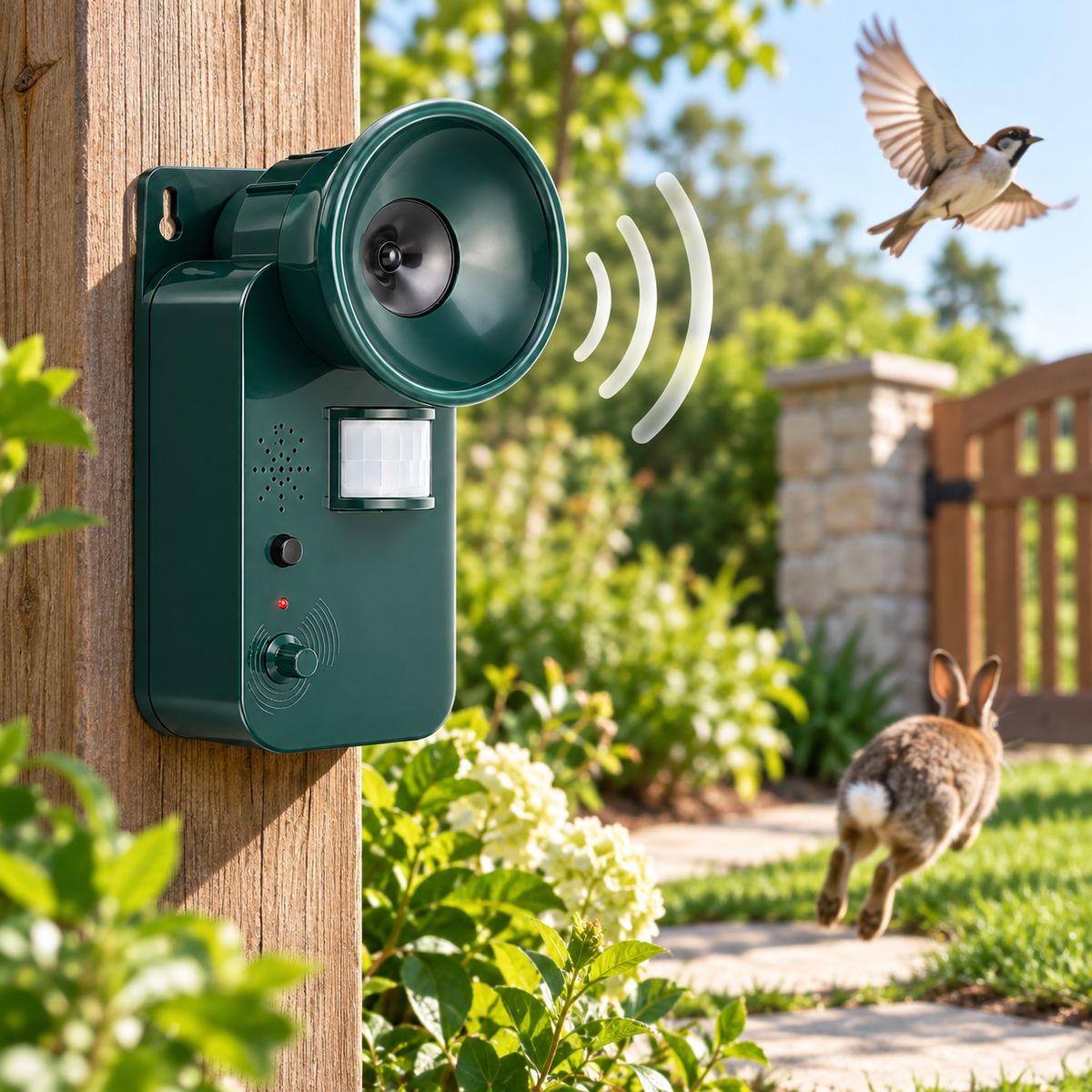 Ahuyentador Ultrasónico de Animales con Sensor, Exterior