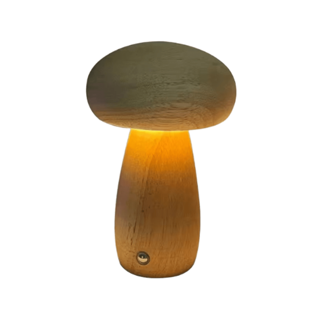 Lámpara Seta Portobello de Madera Recargable Luz Nocturna