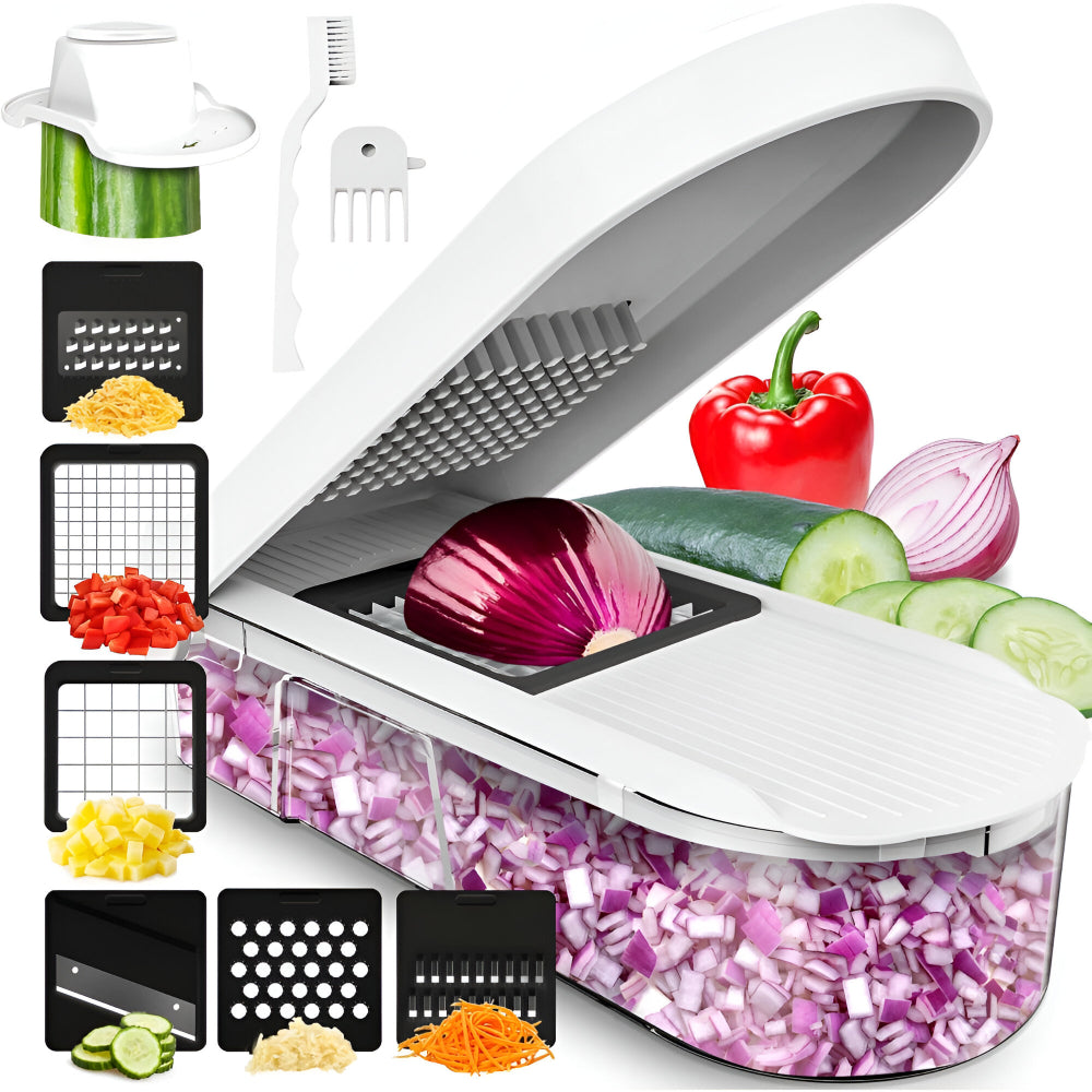 Cortador de Verduras Manual 7 en 1 con Cuchillas Cambiables