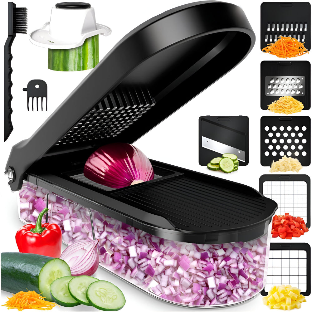 Cortador de Verduras Manual 7 en 1 con Cuchillas Cambiables