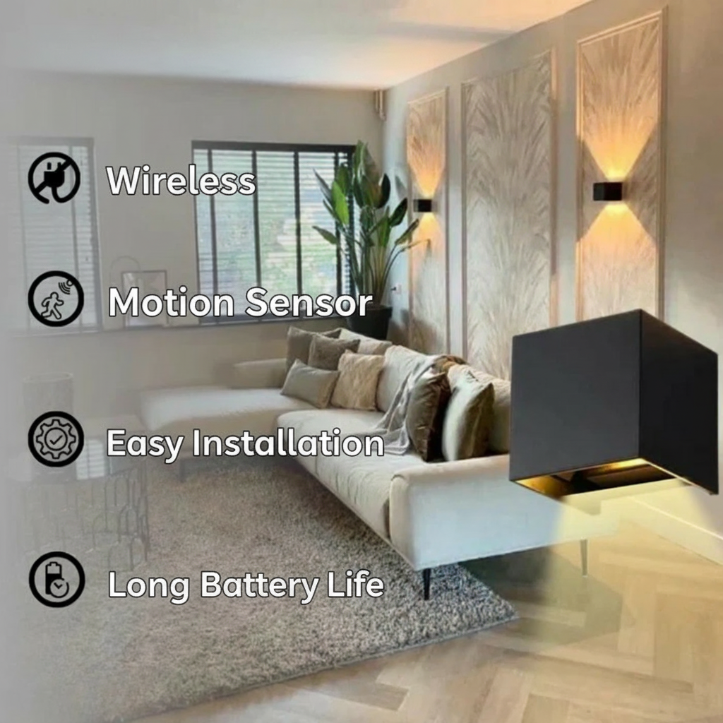 Luz LED Cubo Recargable con Sensor de Movimiento de Pared
