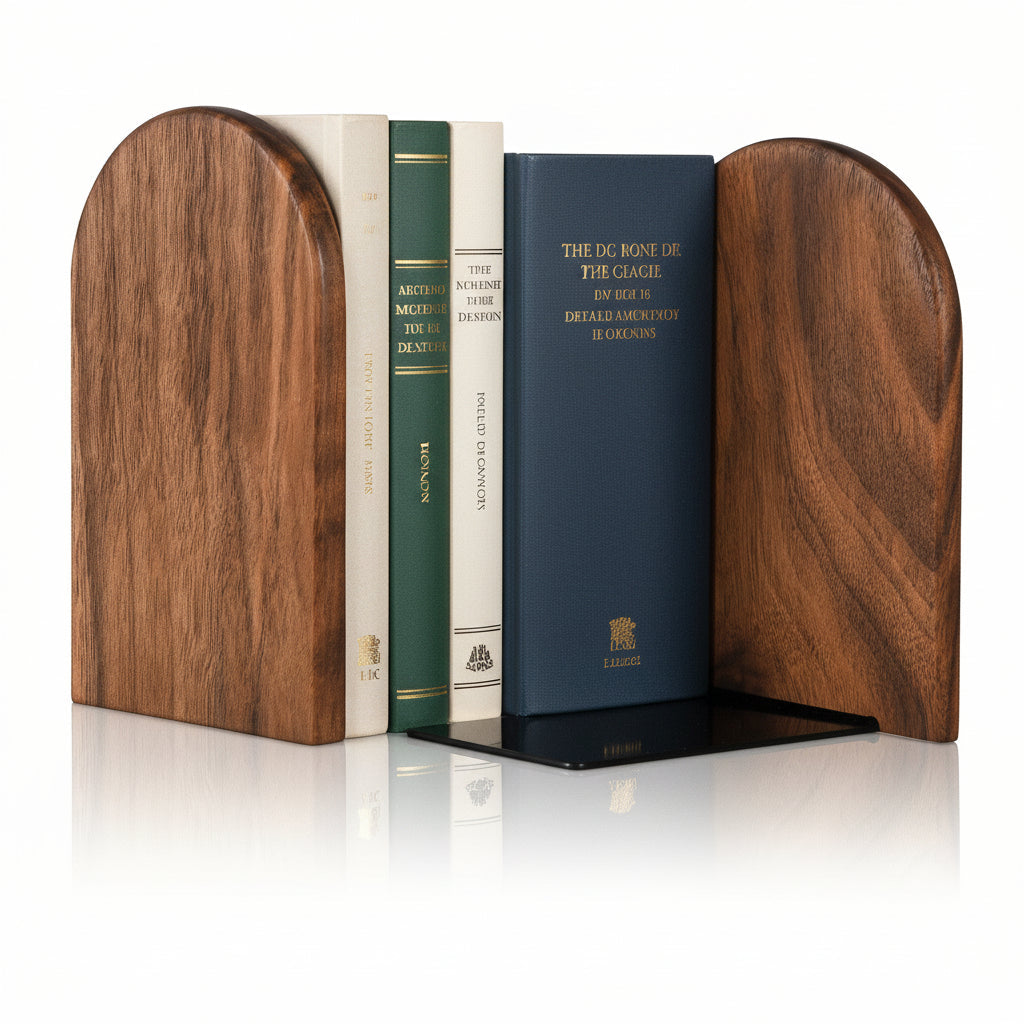 Sujetalibros de Madera de Nogal Negro Robustos y Elegantes
