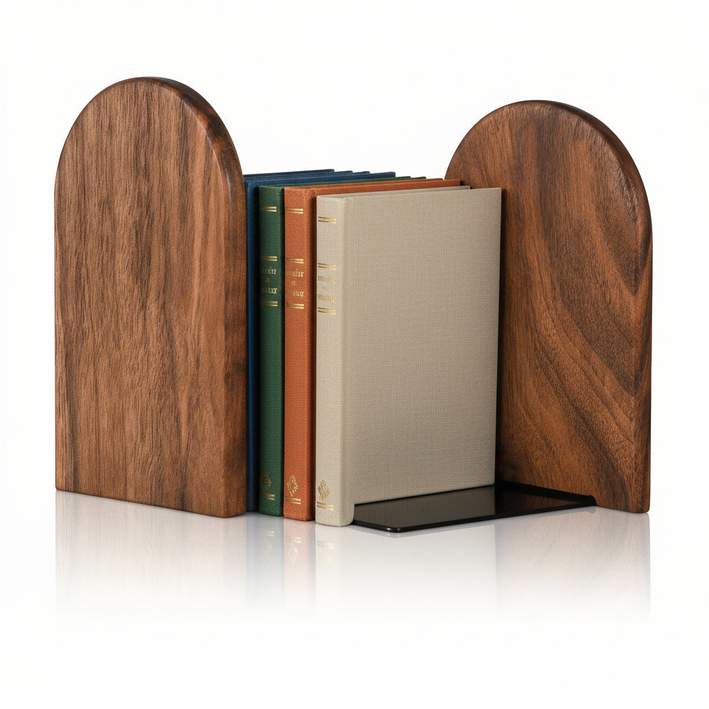 Sujetalibros de Madera de Nogal Negro Robustos y Elegantes