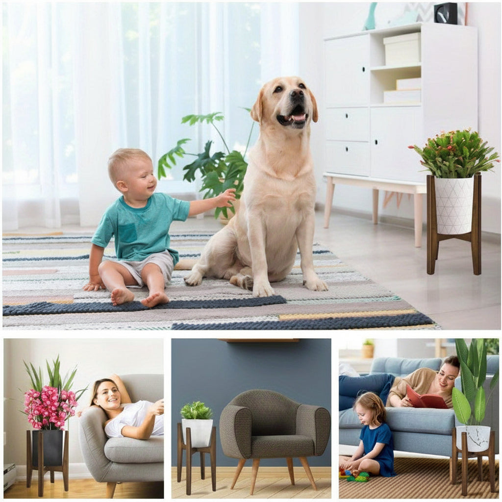 Soporte para Plantas Ajustable con Tapa Efecto Mármol