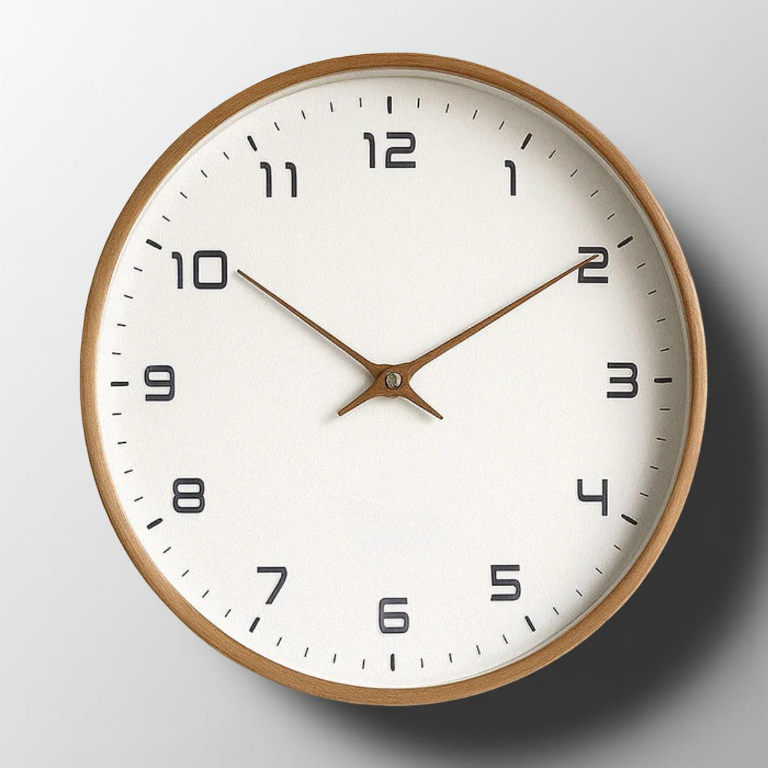 Reloj de Pared Minimalista de Madera Silencioso de Cuarzo