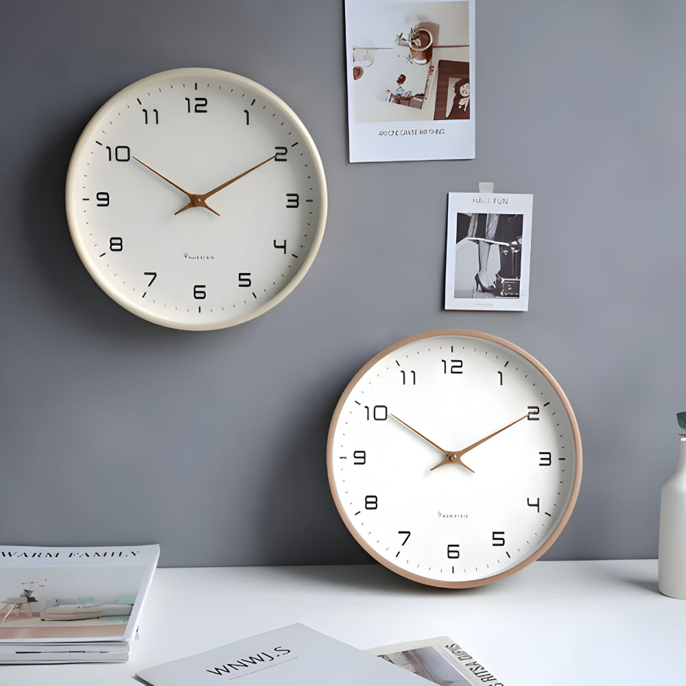 Reloj de Pared Silencioso Moderno Marrón o Crema, 2 Tamaños