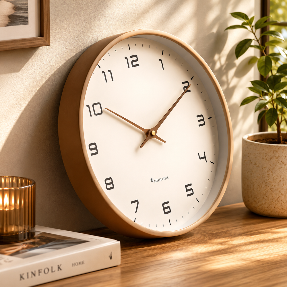 Reloj de Pared Silencioso Moderno Marrón o Crema, 2 Tamaños