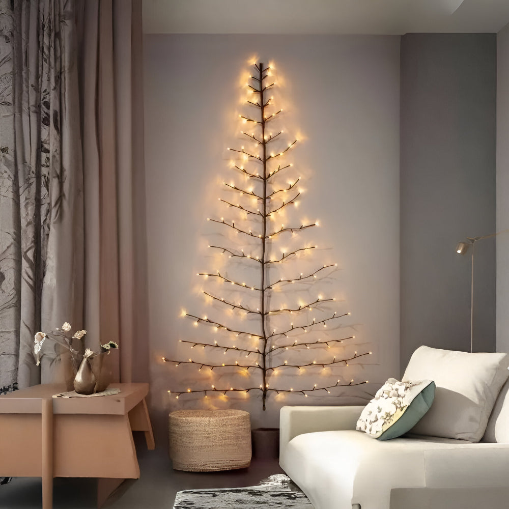 Rama de Árbol LED Decorativa de Pared con Flores y Hojas