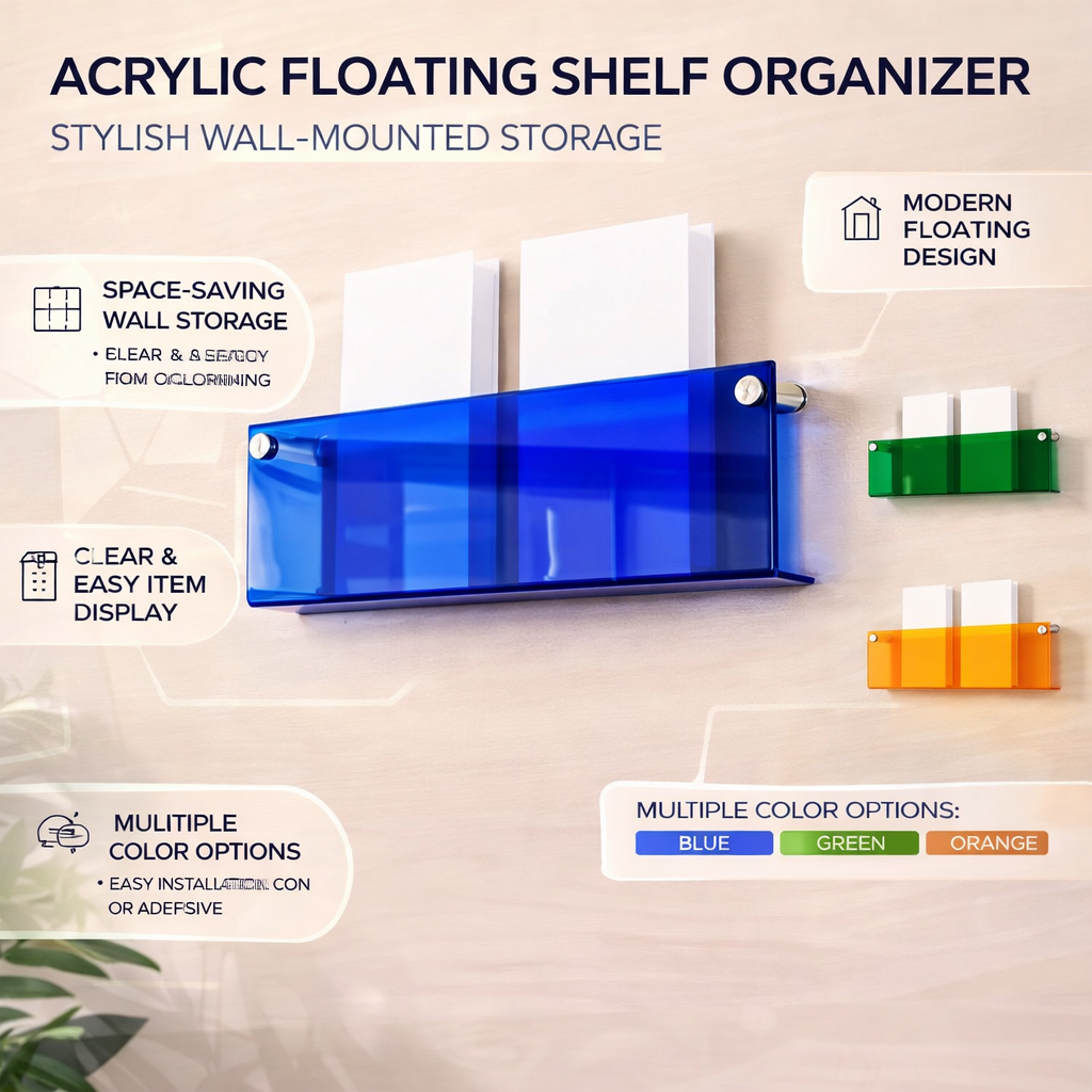 Estante de Pared Acrílico Flotante para Revistas y Libros