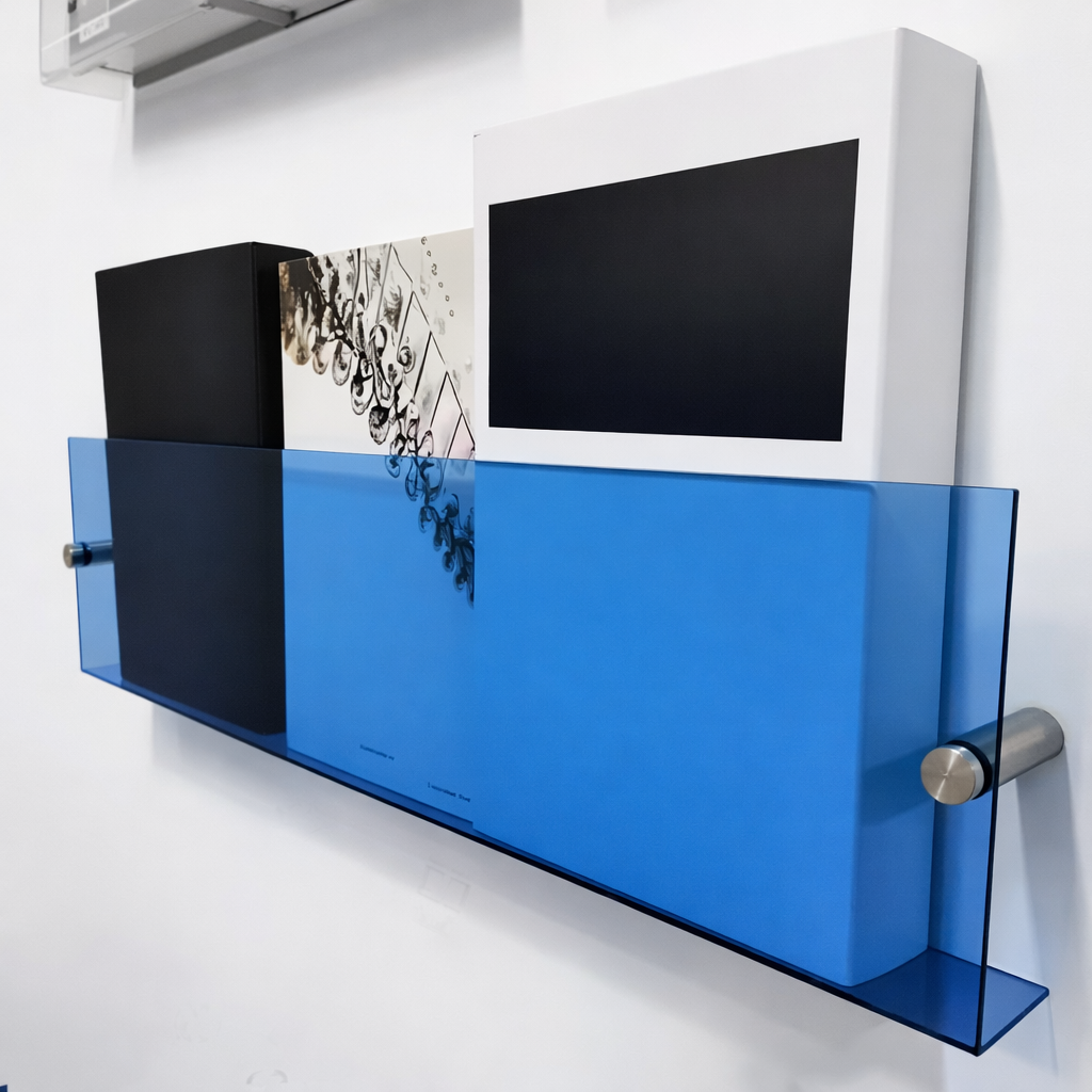 Estante de Pared Acrílico Flotante para Revistas y Libros