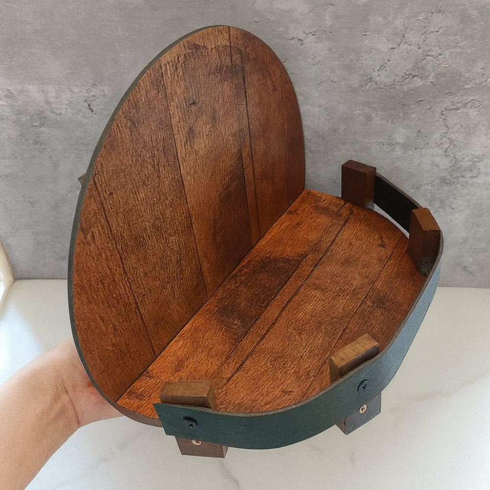 Estante de Pared Redondo de Madera con Forma de Barril