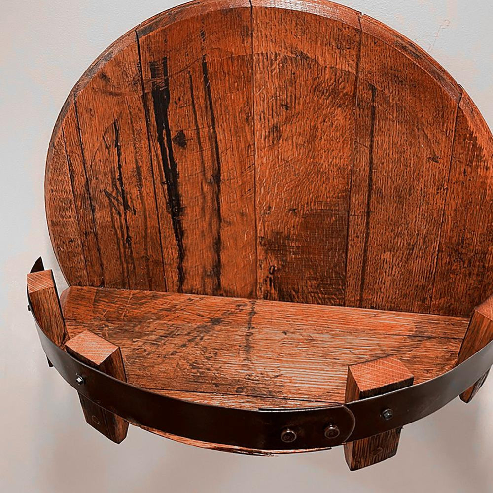 Estante de Pared Redondo de Madera con Forma de Barril