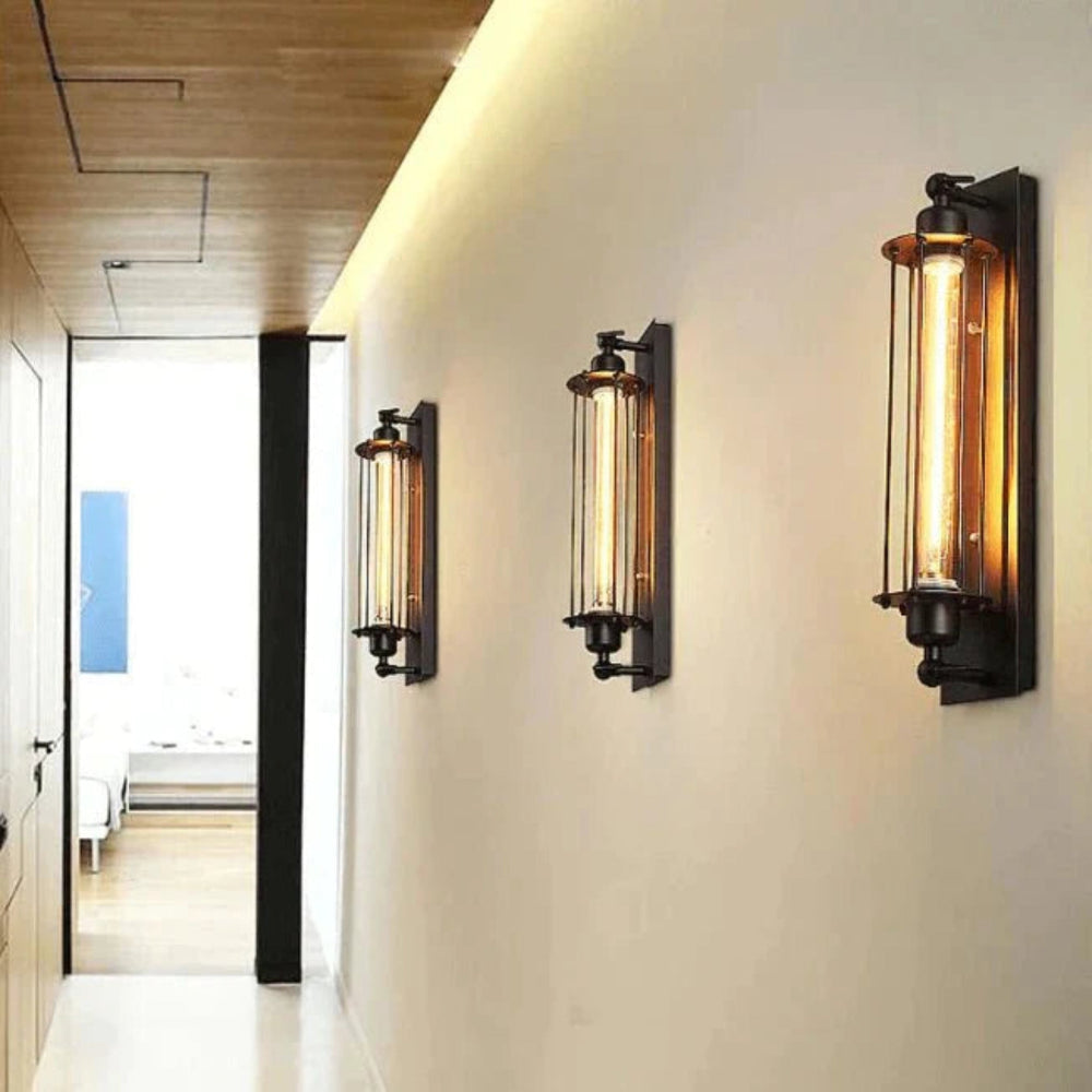 Aplique de Pared Vintage de Metal LED Negro, Plata o Rústico