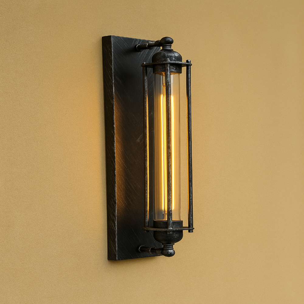 Aplique de Pared Vintage de Metal LED Negro, Plata o Rústico