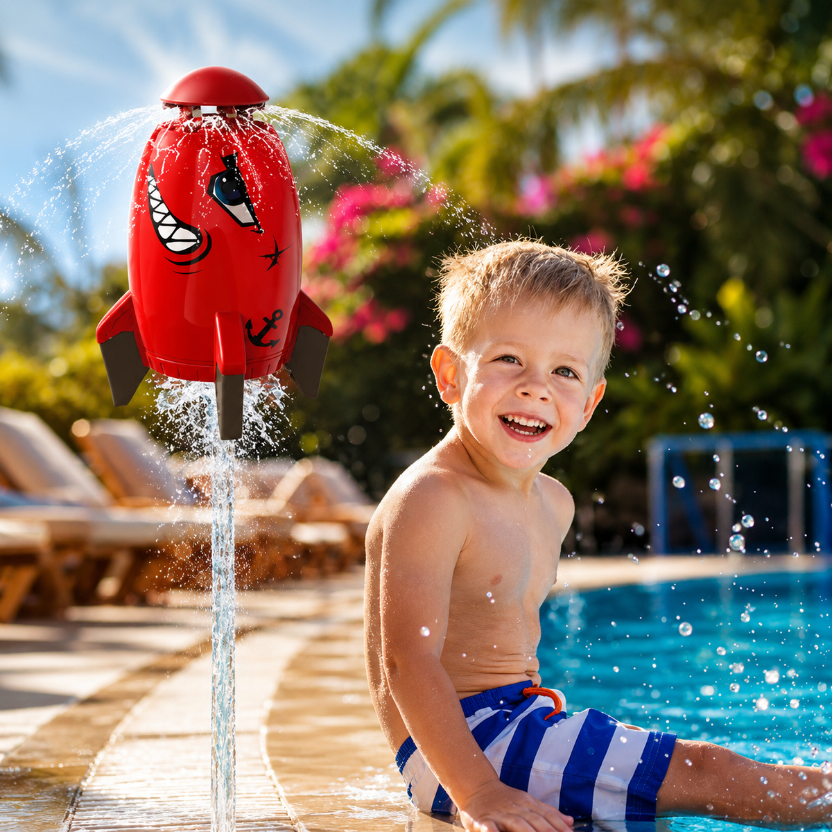 Aspersor Infantil de Agua con Forma de Cohete para Jardín