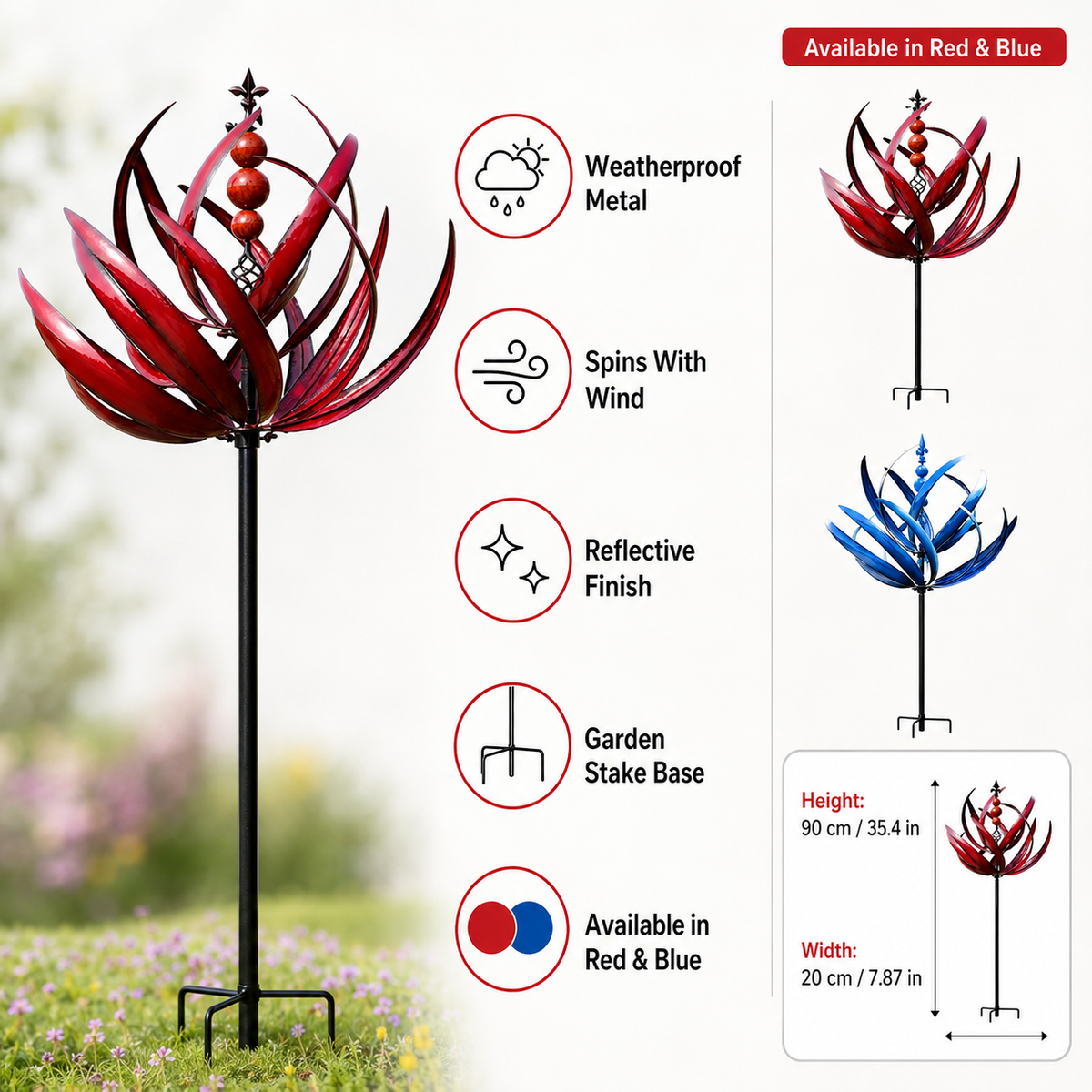Molinillo de Viento Decorativo de Metal para Jardín Colgante