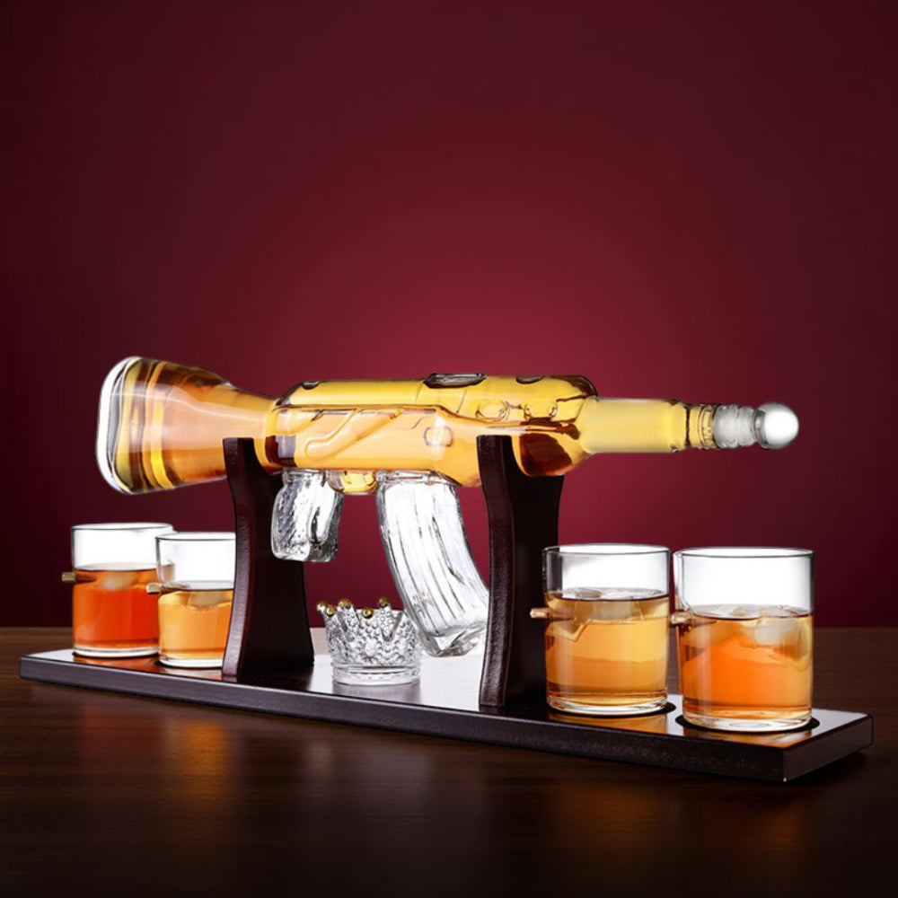 Juego de Decantador de Whisky con Soporte en Forma de Rifle