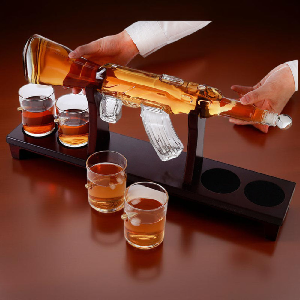 Juego de Decantador de Whisky con Soporte en Forma de Rifle