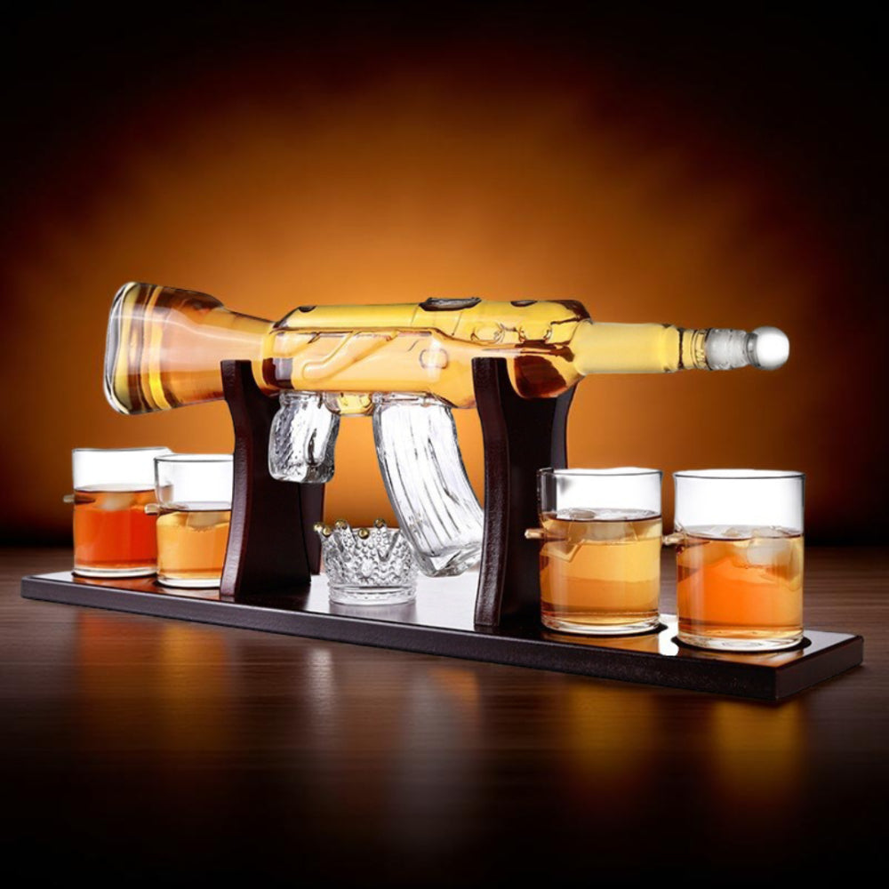 Juego de Decantador de Whisky con Soporte en Forma de Rifle