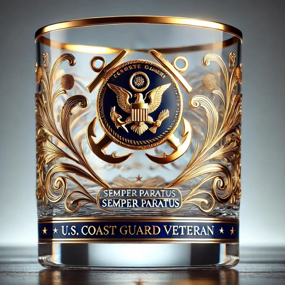 Vaso de Whisky con Relieve Dorado Homenaje a Veteranos