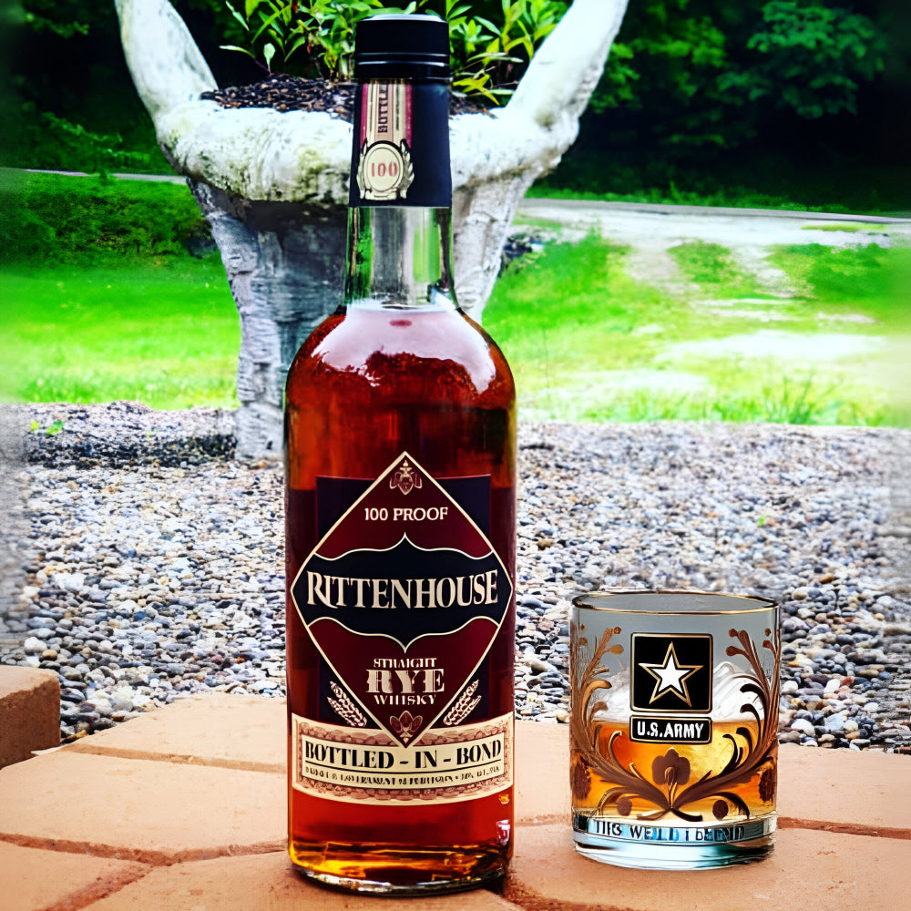 Vaso de Whisky con Relieve Dorado Homenaje a Veteranos