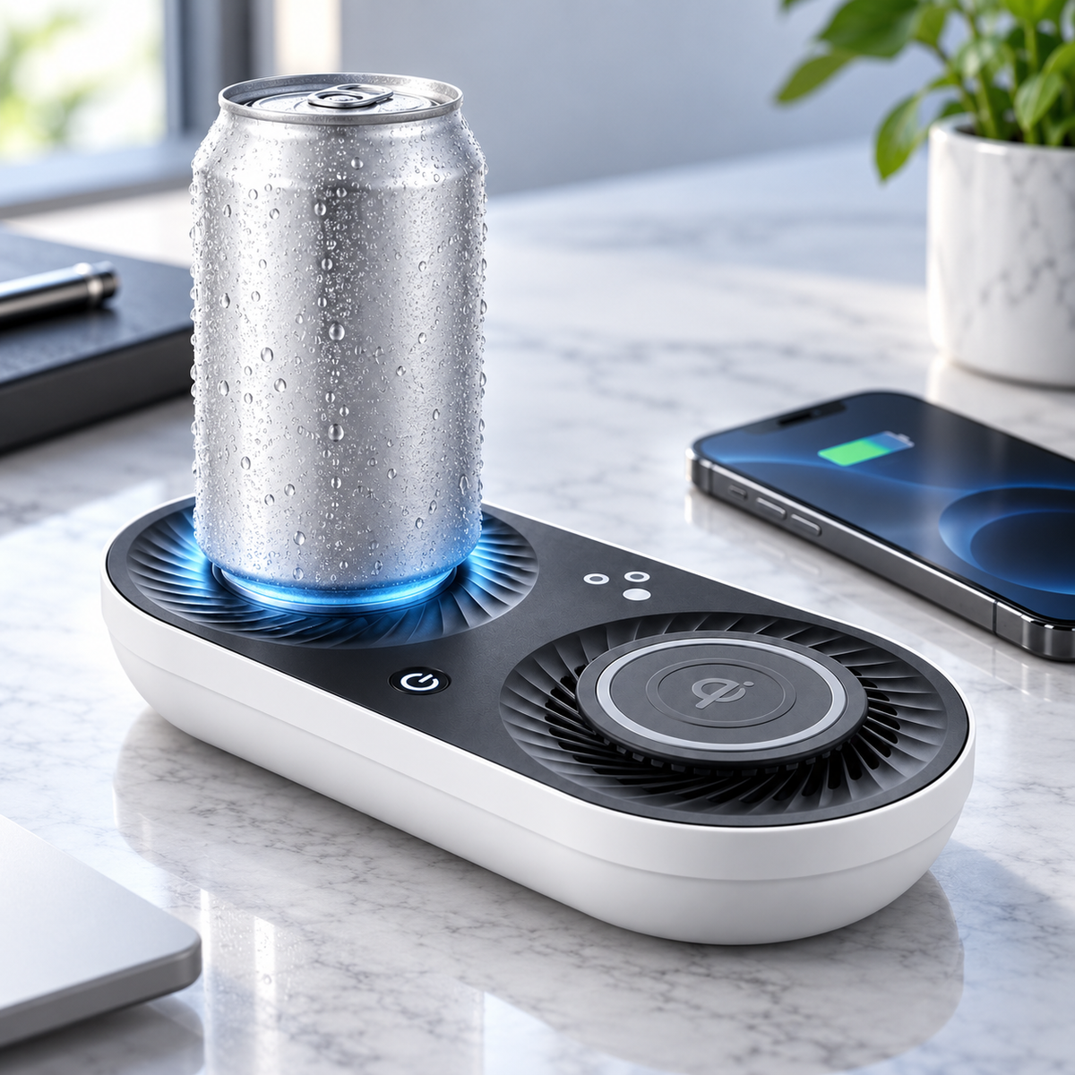 Posavasos Calentador y Enfriador con Carga Inalámbrica LED