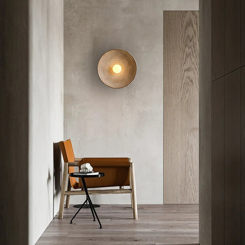 Aplique de Pared LED Rústico de Madera Artesanal Natural