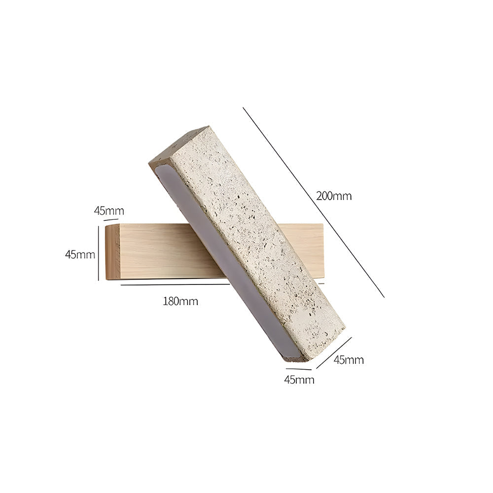 Aplique de Pared de Travertino y Madera LED Minimalista