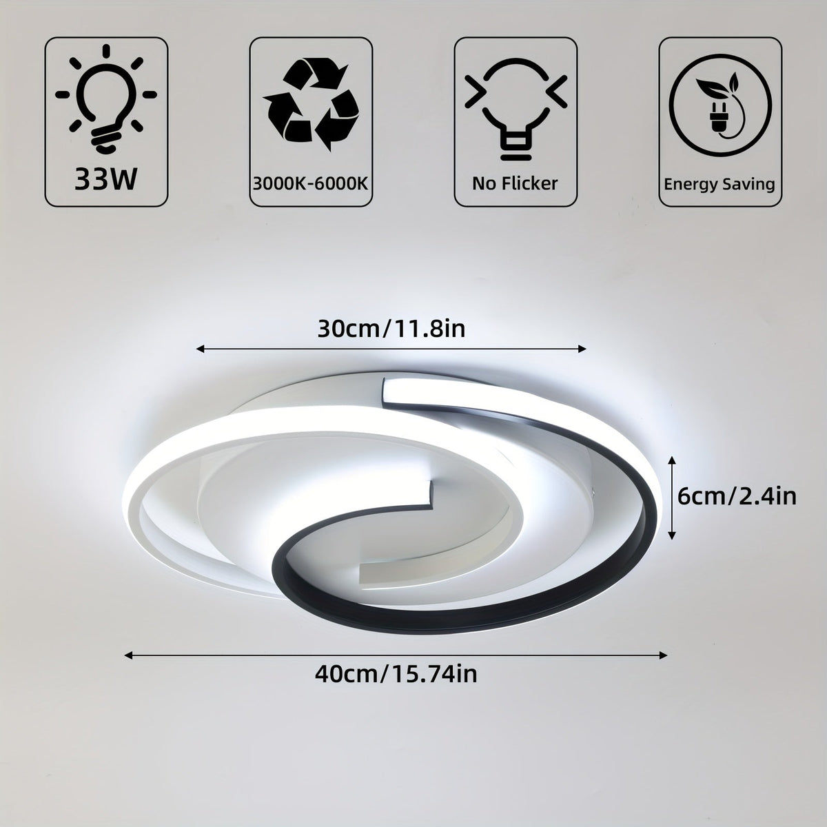 Plafón LED Espiral Redondo Minimalista en Blanco y Negro