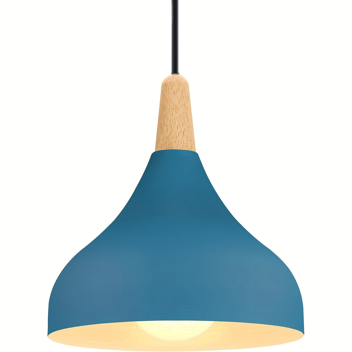 Lámpara Colgante en Forma de Gota de Metal y Madera