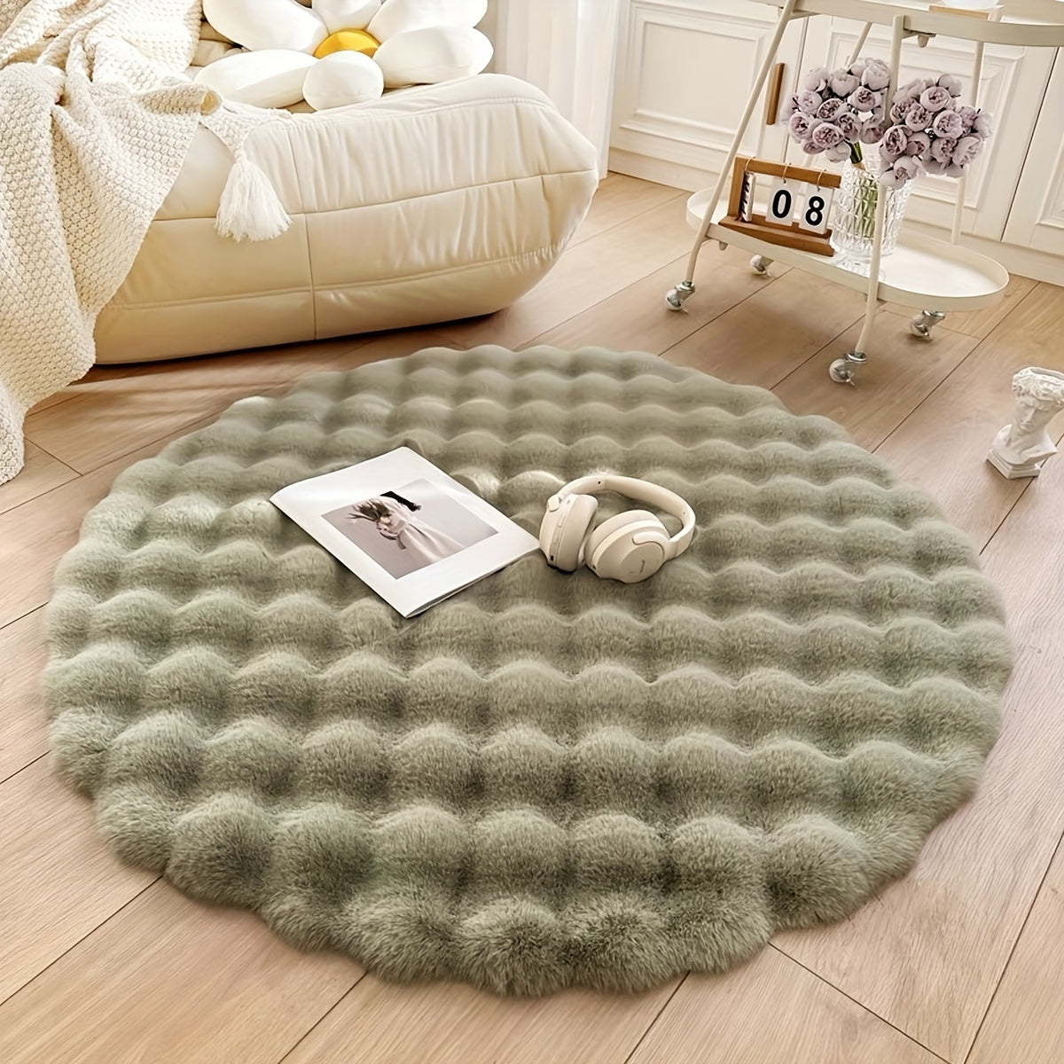 Alfombra Redonda de Burbujas Cloud Comfort Suave y Esponjosa