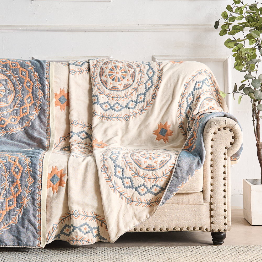 Manta Decorativa Bohemia con Mandala para Sofá y Cama
