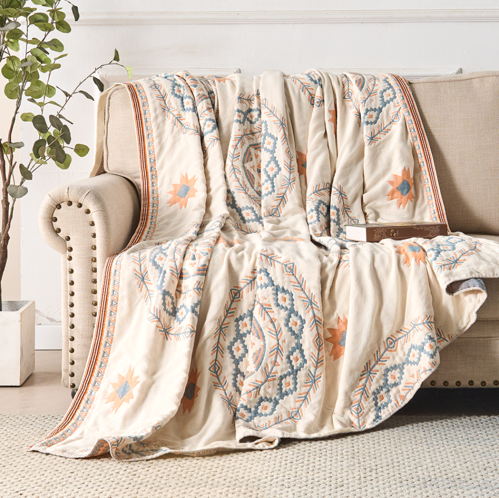 Manta Decorativa Bohemia con Mandala para Sofá y Cama