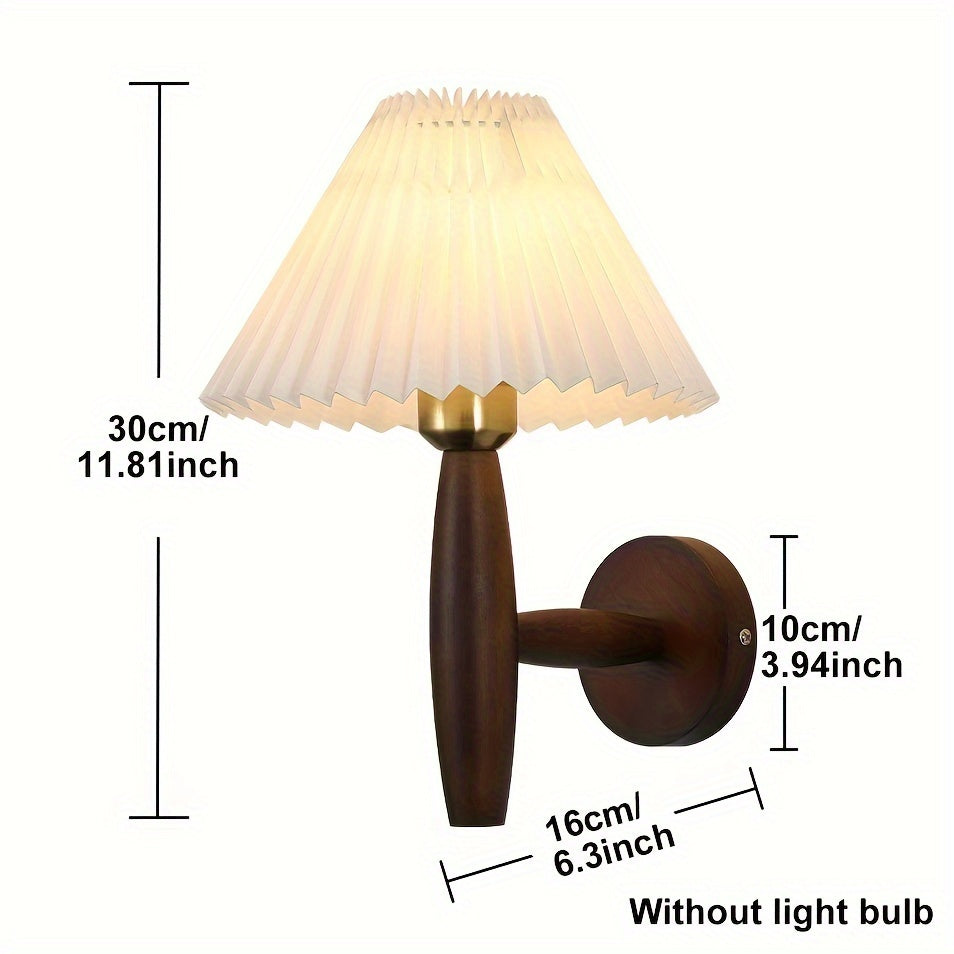 Aplique de Pared de Madera Nórdico con Pantalla Plisada