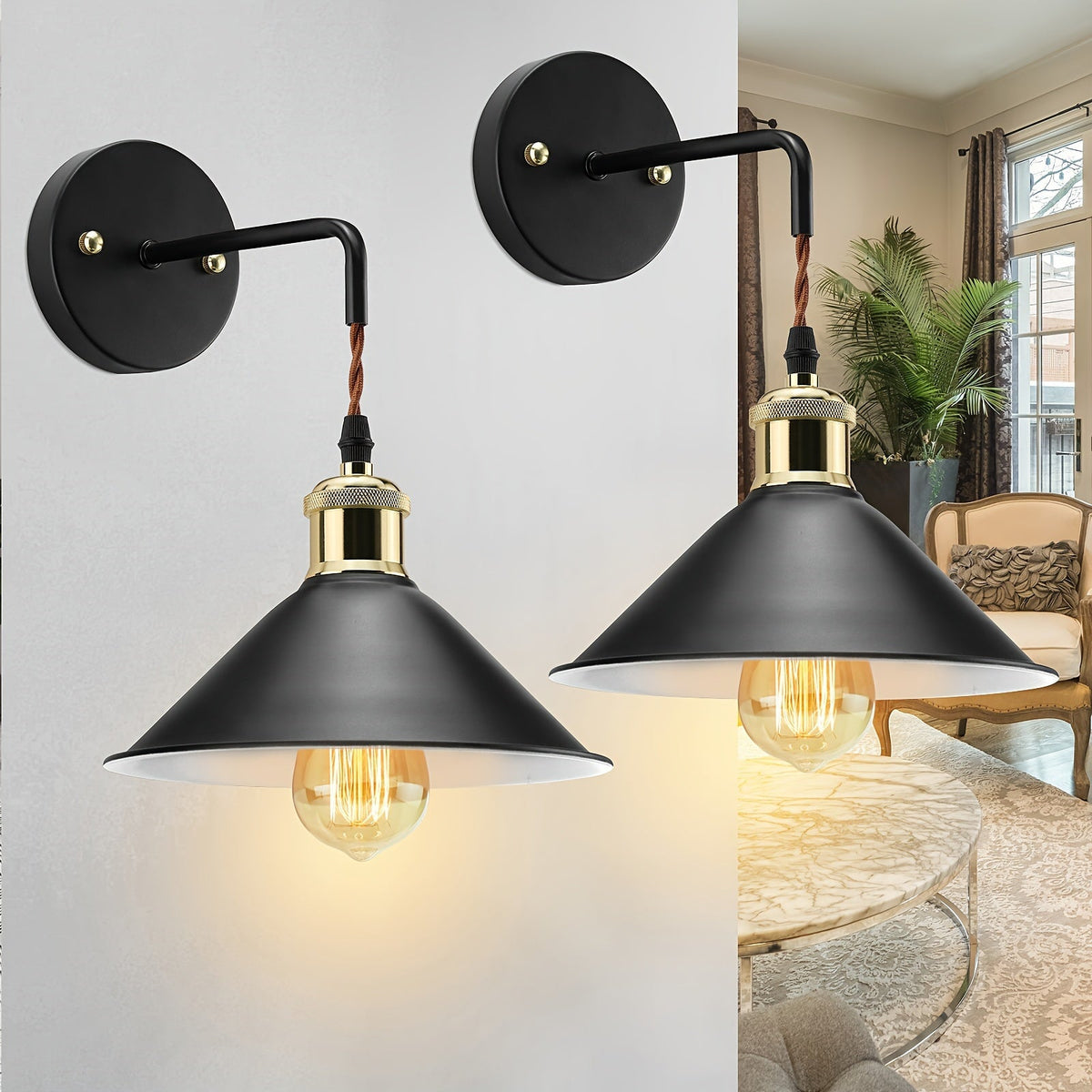 Aplique de Pared Industrial de Metal Vintage Pack de 2