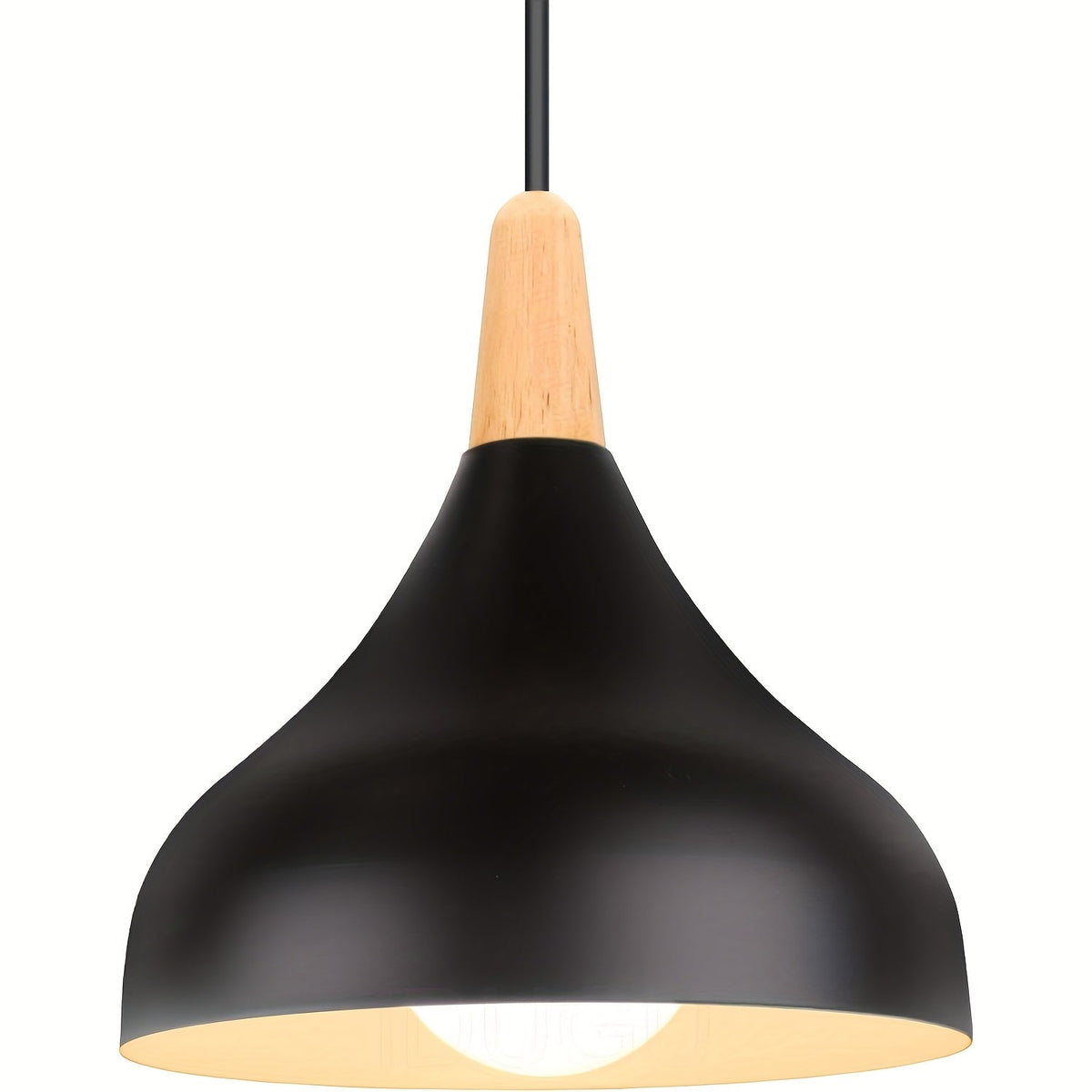 Lámpara Colgante en Forma de Gota de Metal y Madera