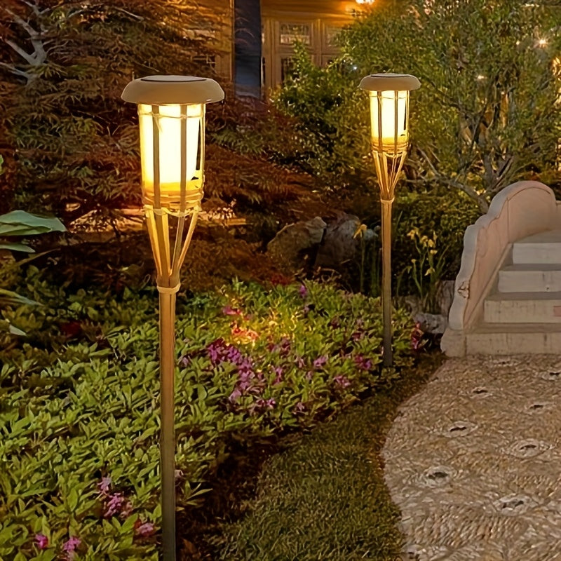 Antorchas Solares de Bambú con Efecto Llama LED Pack de 2