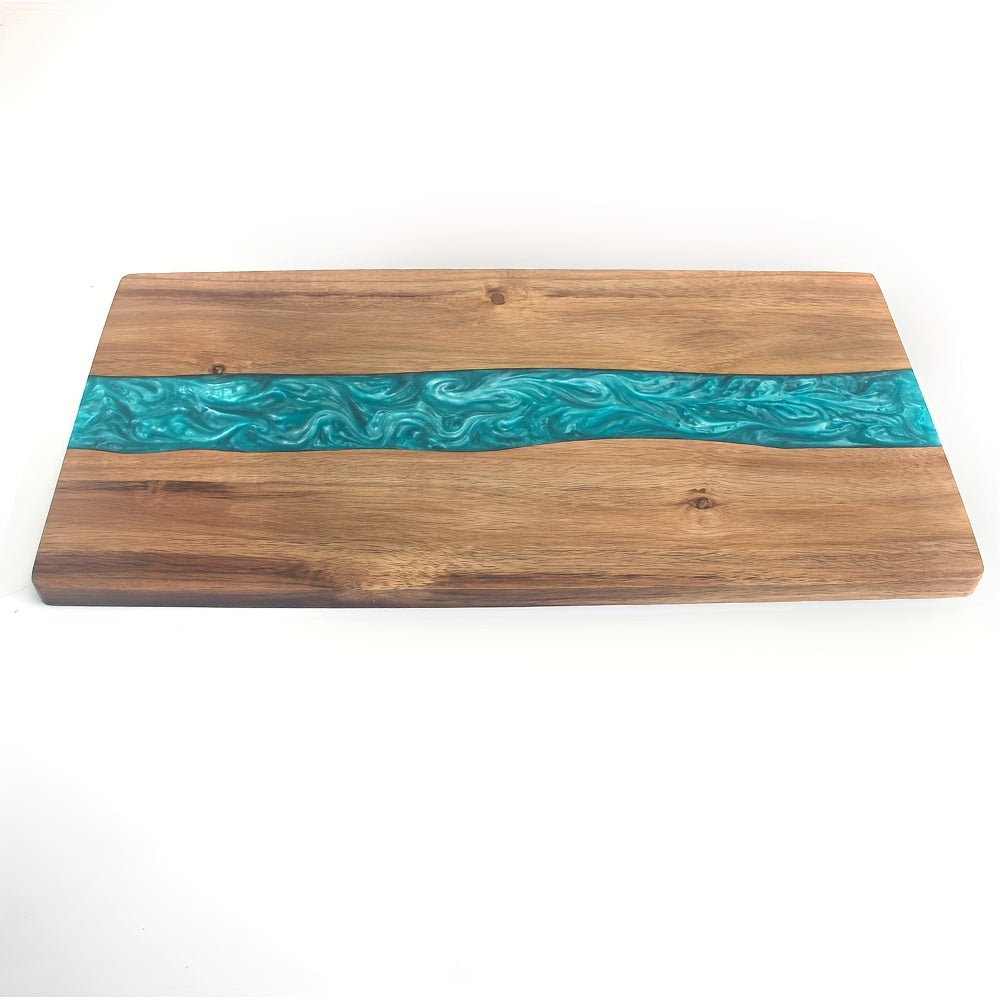 Tabla de Madera de Acacia con Resina Efecto Río para Quesos