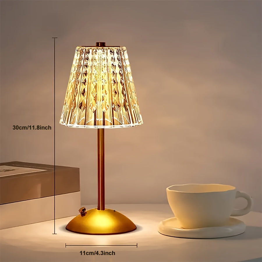 Lámpara de Mesa Crystal Touch Facetada Recargable USB