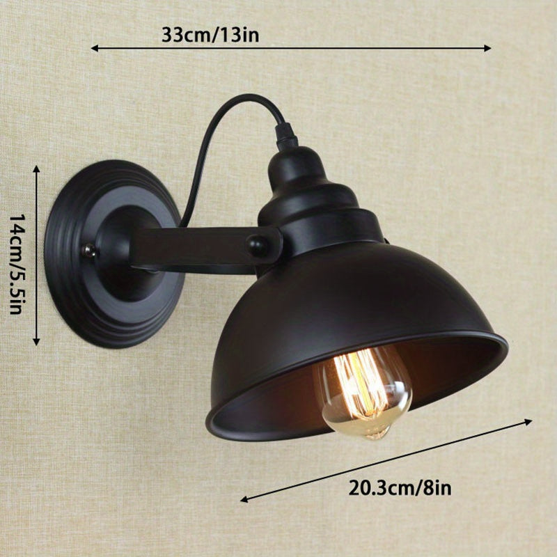 Aplique de Pared Vintage Industrial de Metal Negro Retro